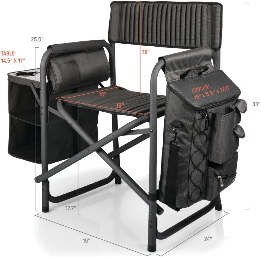 PICNIC TIME NCAA Iowa State Cyclones Fusion Camping Chair with Side Table and Soft Cooler - Beach Chair for Adults - Lawn Chair