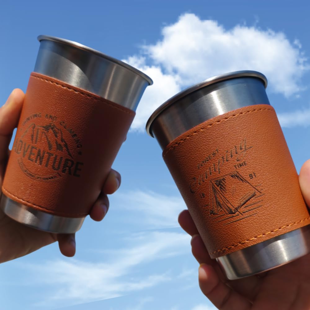 16oz Camping Cup Stainless Steel Cup Pint cup Perfect for Hiking, Fishing, Surfing, Party, Camping, Travel, and Outdoor Adventures - Durable and Portable for All Your Excursions