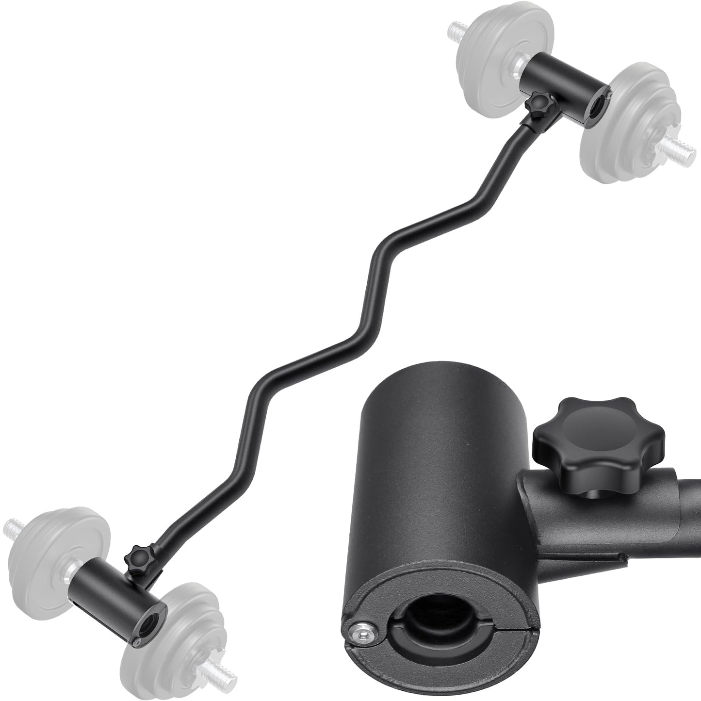 Kipika Adjustable Dumbbell to Barbell Converter - EZ Curling Bar Adapter - Versatile Weightlifting Equipment for Home Gym - Fits Standard Dumbbells - Holds up to 100 lbs per side
