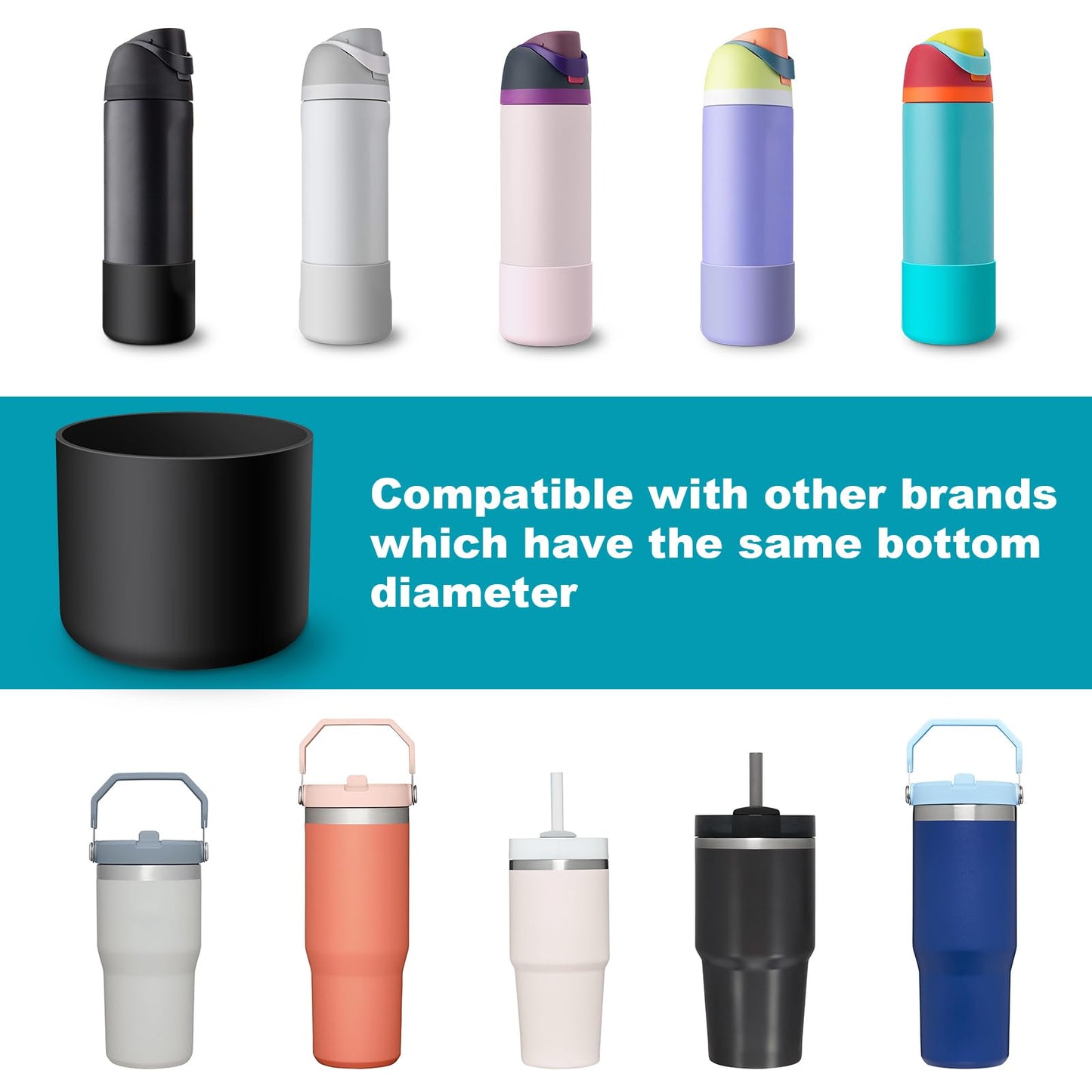 Boot Sleeve for Owala Water Bottle 24 oz - 2 PCS Accessory Silicone Water Bottle Protector for FreeSip/Twist/Flip - Dishwasher Safe, BPA-Free, Non-Toxic