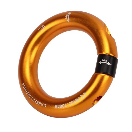 Aqur2020 Rappel Ring, Rock Climbing O Ring to Use Abrasion Uniform Force for Mountaineering (Gold)