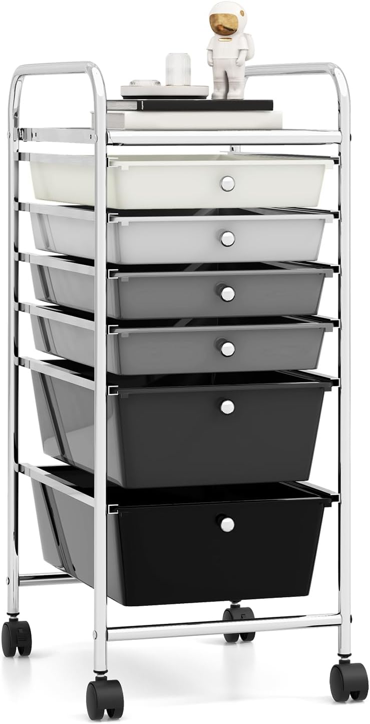 RELAX4LIFE 6-Drawer Rolling Storage Cart - Classroom Organization on Wheels w/Removable Plastic Drawers, Mobile Art Craft Cart for School Paper Home Office, Utility Cart with Drawers (Macaron)