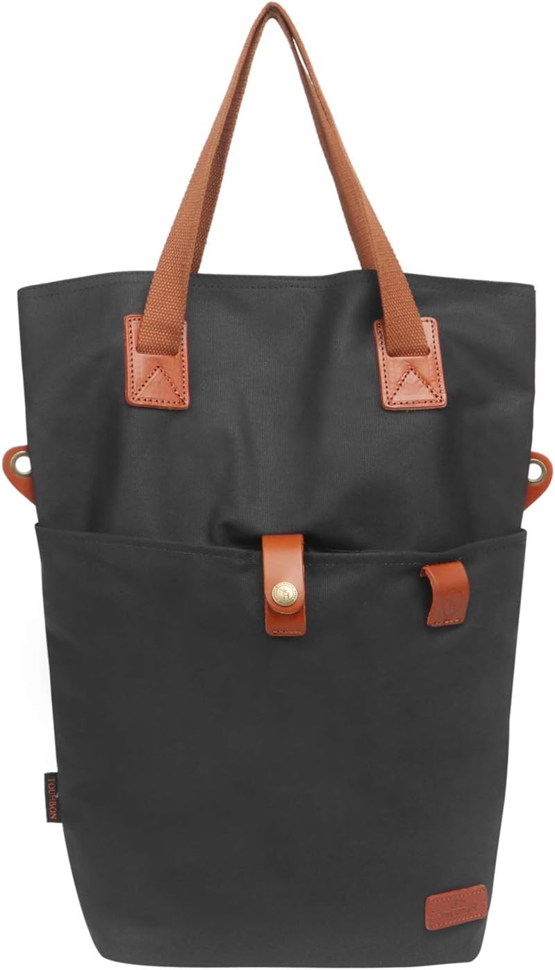 TOURBON Canvas Clip-On Quick-Release Bike Panniers Women's Shoulder Tote Bag