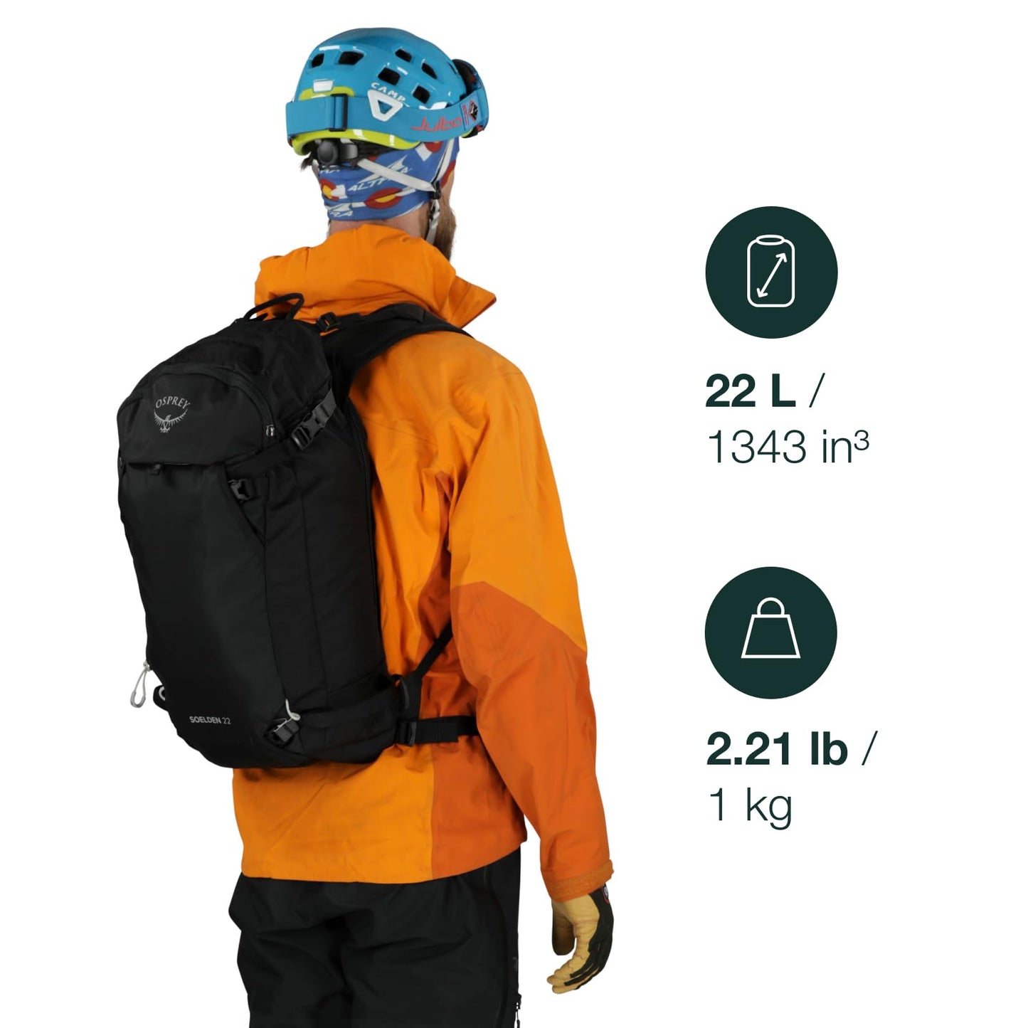 Osprey Soelden 22L Men's Ski and Snowboard Backpack, Black