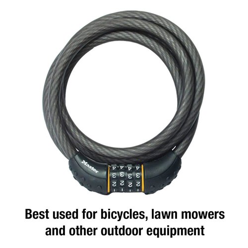 Master Lock Cable Lock, Set Your Own Combination Bike Lock, 6 ft. Long, Black & BV Bicycle Light Set Super Bright 5 LED Headlight, 3 LED Taillight, Quick-Release, Bike Lights for Night Riding
