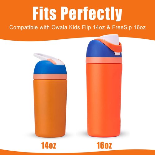 Mokoart Silicone Boot Compatible with Owala Kids Water Bottle 16/14 oz, Anti-Slip Rubber Bottom Protective Sleeve for Owala Kids FreeSip 16oz, Accessories for Owala Kids Flip 14oz (Orange)