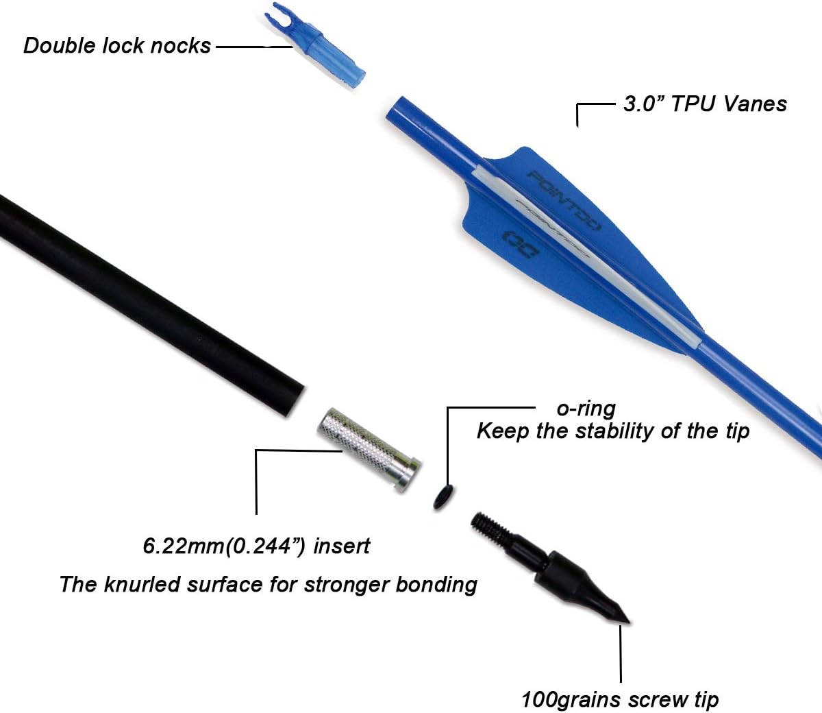 30inch Carbon Arrow Fluorescence Color Targeting and Practice and Hunting Arrows for Compound Bow and Recurve Bow with Removable Tips(Pack of 12)