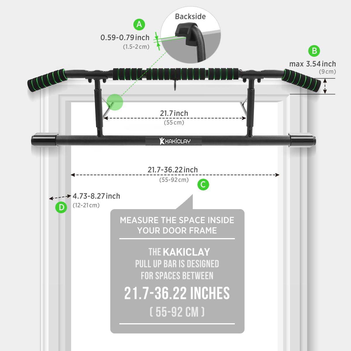 KAKICLAY Pull Up Bar for Doorway,2024 Upgrade Multi-Grip Hanging Bar for Home Gym, Max Capacity 440 lbs Multifunctional Portable Chin Up Bar - USA Original Patent, Designed, Shipped, Warranty