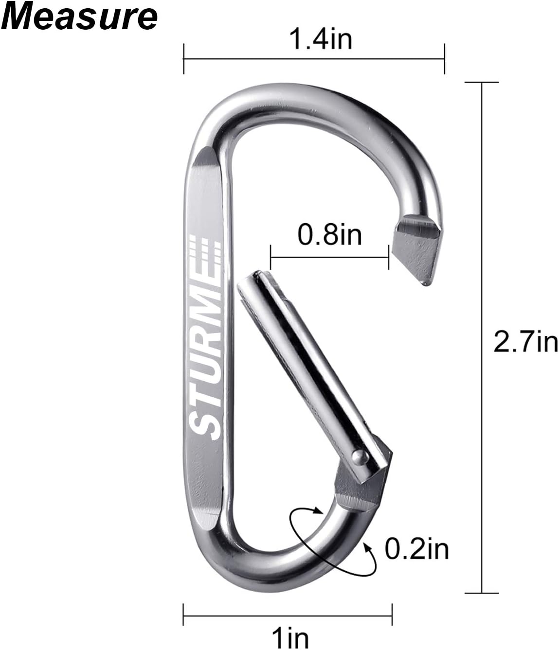 20pcs 2.7" Carabiner Clip Durable Carabeaner Hooks Small Carabiner D Clip