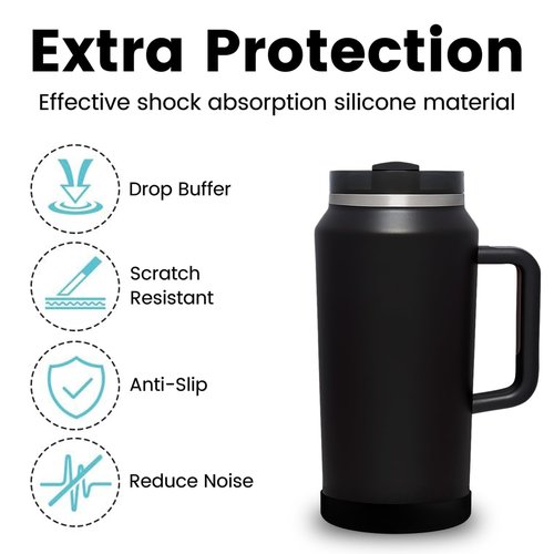 MIMORE Boot for Stanley 64 oz, Silicone Cup Boot Cover Compatible with Quencher H2.0 64 oz Tumbler Boot Stanley Bottom Protector, Black