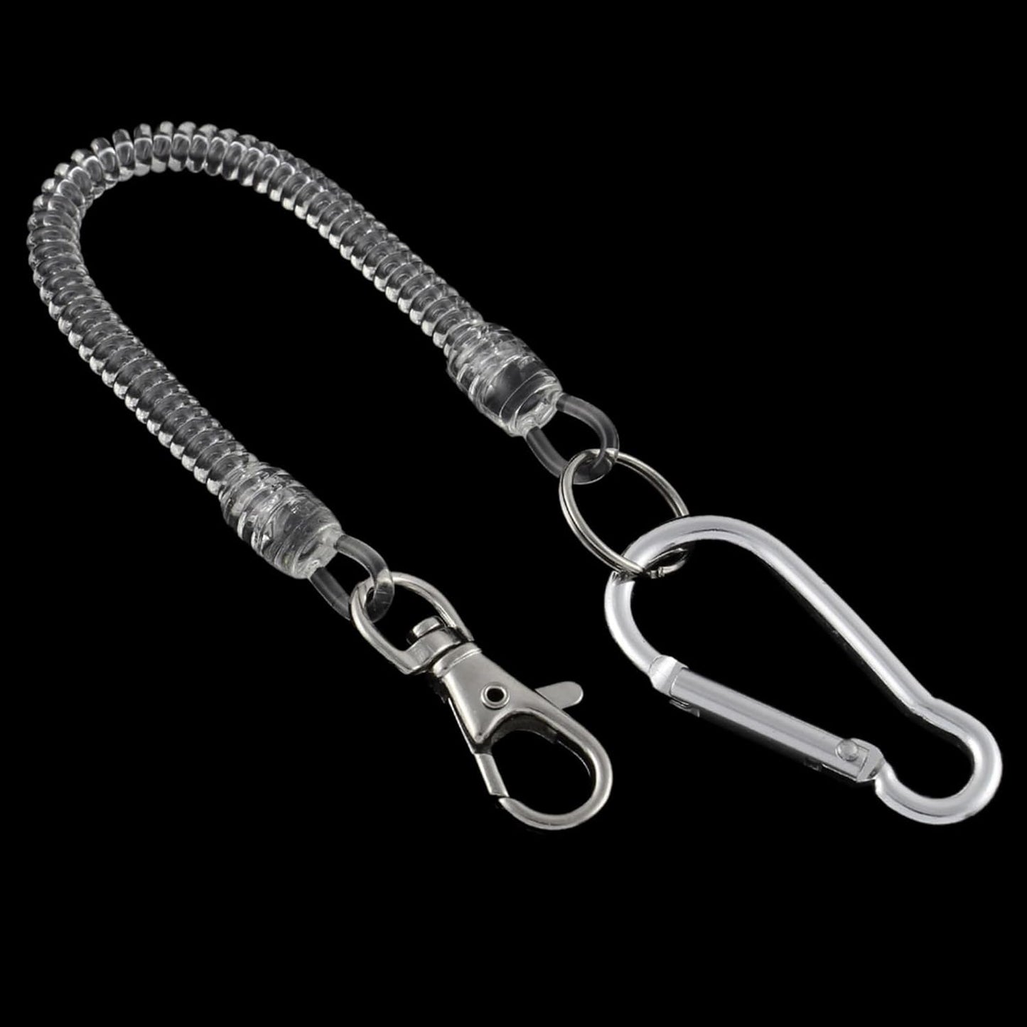 uxcell Carabiner Hook Coil Lanyard Spring Key Chain w Lobster Clasp