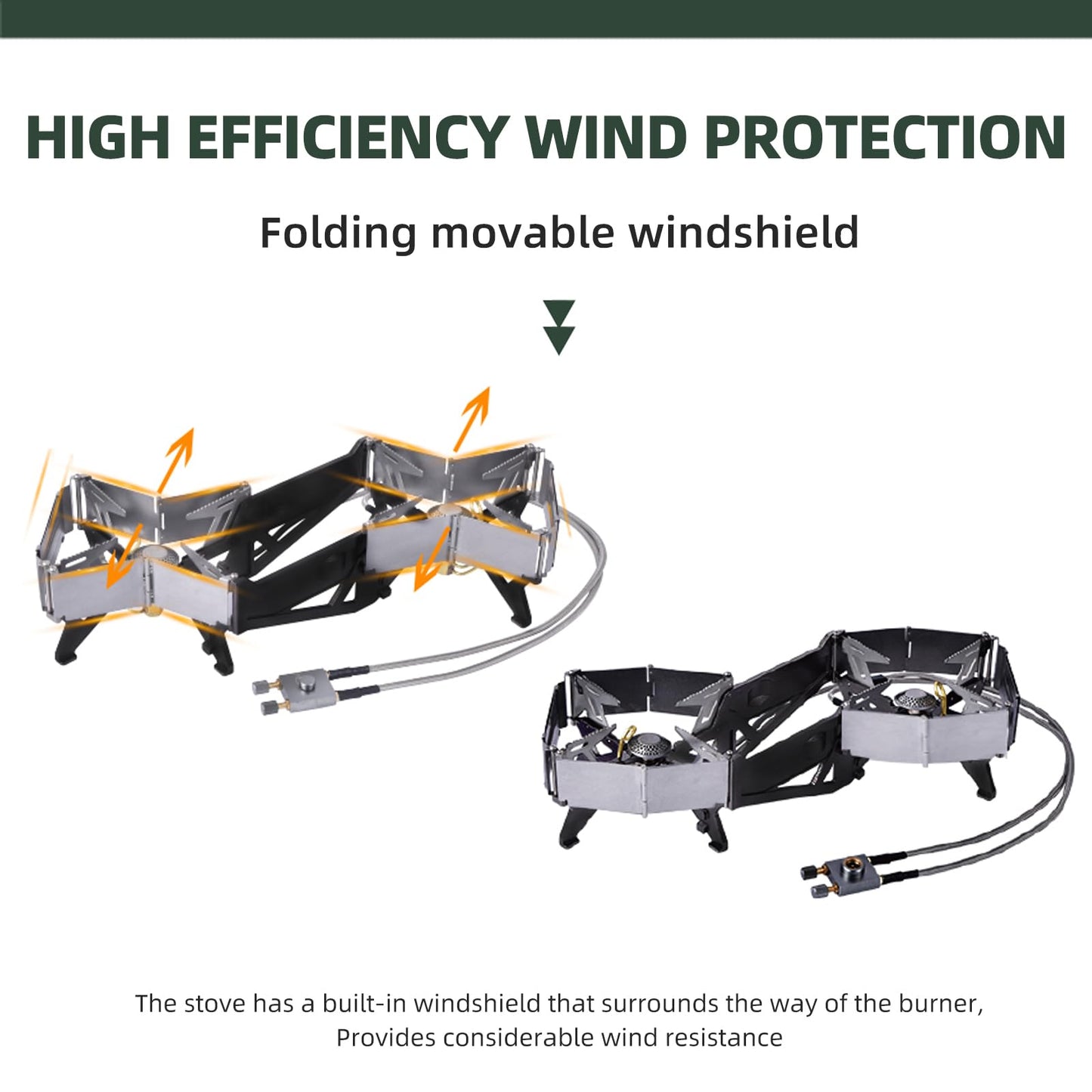 BRS-32 Portable Foldable Camping Stove Expandable Double Cooktop - Easy to Operate, Camping Kitchenware with BRS-191 Electronic Igniter