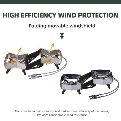 BRS-32 Portable Foldable Camping Stove Expandable Double Cooktop - Easy to Operate, Camping Kitchenware with BRS-191 Electronic Igniter