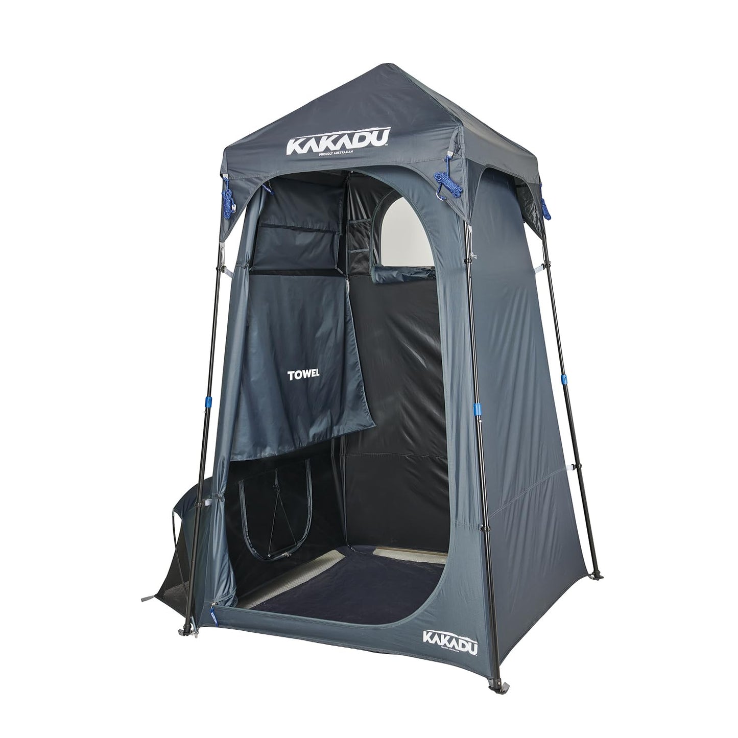 Kakadu Outback Shower Tent, Portable Privacy Shelter, Outdoor Camping Toilet Tent, Changing Room, Sturdy, Easy Setup - with LED Light, Carry Bag, Towel Rod