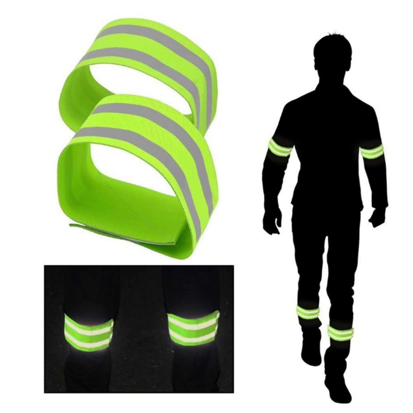 Kamozimi Reflective Bands for Night Walking Reflective Arm Bands Set of 6 Double Reflective Bands for Outdoor Cycling, Hiking, Jogging, Motorcycle Riding or Running