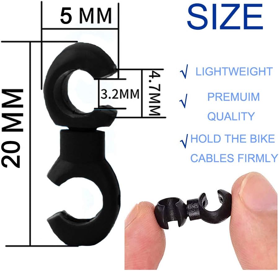 20Pcs Bike Cable Clips Hook, Bicycle Rotating S-Hook Shift and Brake Cable Housing Fixing Holder Parts & Components for Cycling MTB Gear Cable