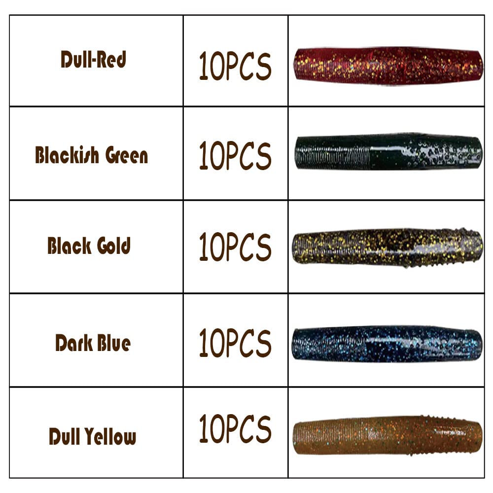 YOUHOT Ned Worms Lures- Ned Rig Baits Kit for Bass Fishing with Ned Shrimp-Shaped Lure and Ned Rig-140pcs.