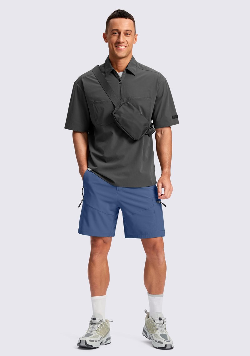Pudolla Men's Hiking Cargo Shorts Lightweight 7" Travel Casual Shorts for Men Golf Work Outdoor with 5 Zipper Pockets(Dark Navy 3X-Large)