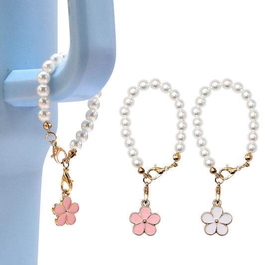 2PCS Flower Shaped Letter Chain Accessories for Stanley Cup Personalized Name ID Letter Chain Accessories for Stanley Tumbler
