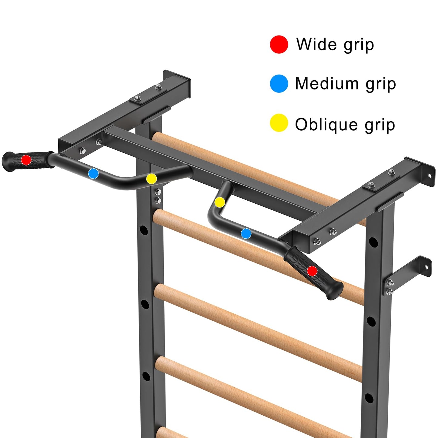 Kipika Gymnastic Stall Bar - 2"x2" Swedish Ladder with 1" Hole, Wall Mounted Pull-up Bar Ladder Suspension Trainer, Solid Wood Grips Gymnastics Training Bar for Home, Wall Gym, School