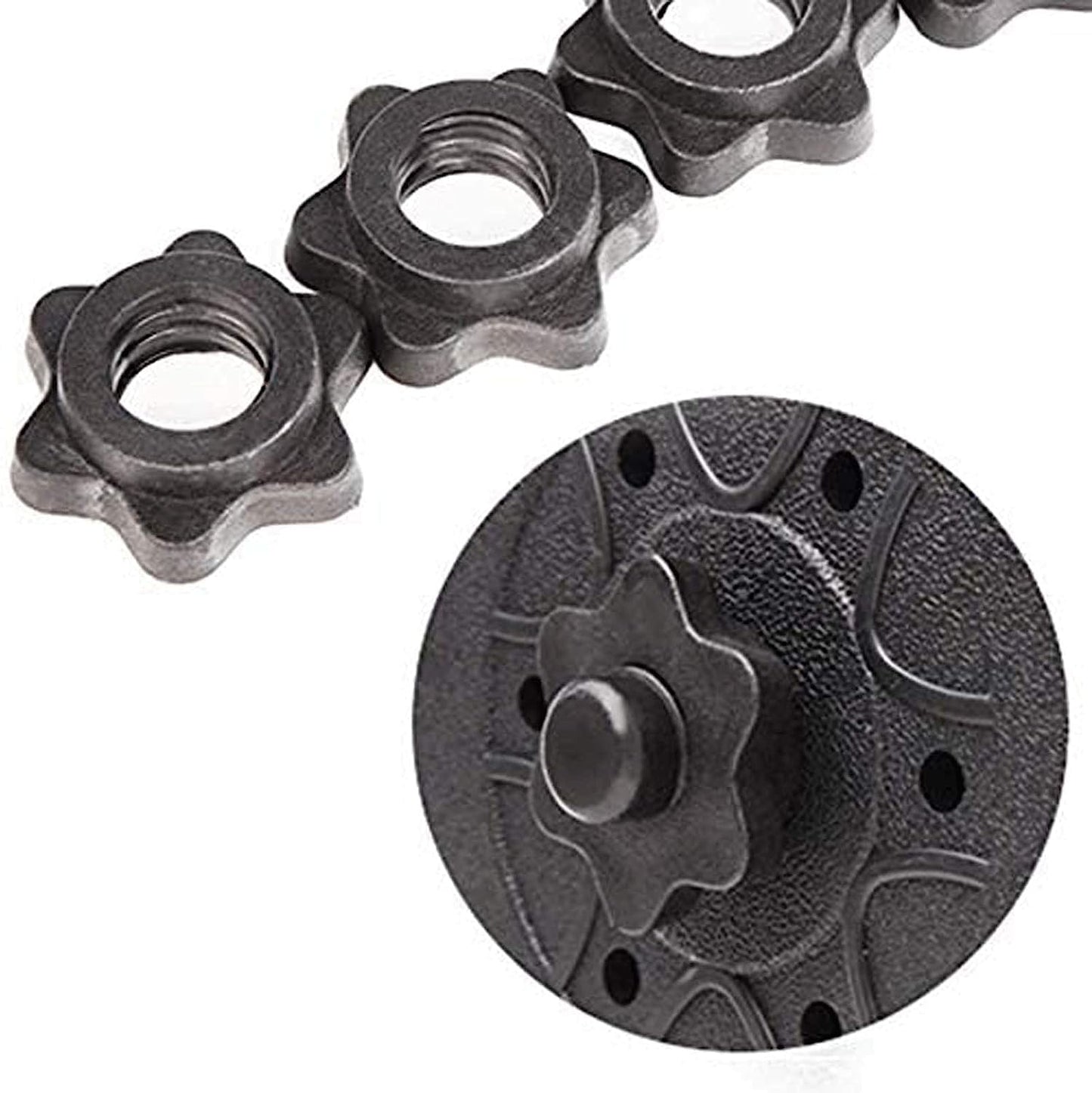uncakil 2 Pairs Dumbbell Collars 1 inch Dumbbell Hex Nut 1 inch Barbell Collar Clamps Weight Clips for Dumbbells,Spinlock Collars for 1 Inch Standard Barbells Bars Sports Weight Lifting Fitness