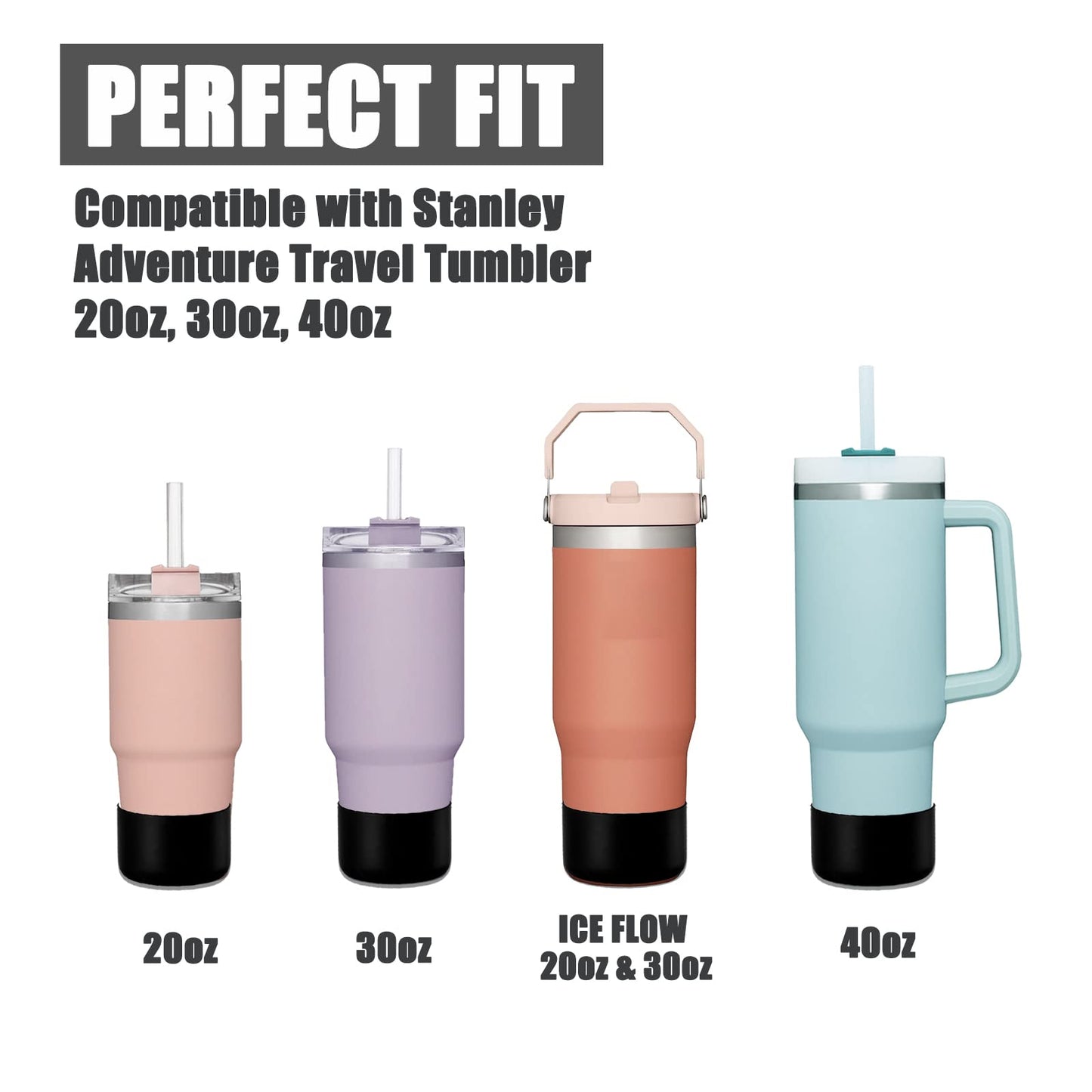 Greant 2 PCS Protective Water Bottle Boot Compatible with Stanley Quencher Adventure 30oz, Anti-Slip Silicone Boot Compatible with Stanley 40 oz Quencher (Purple)