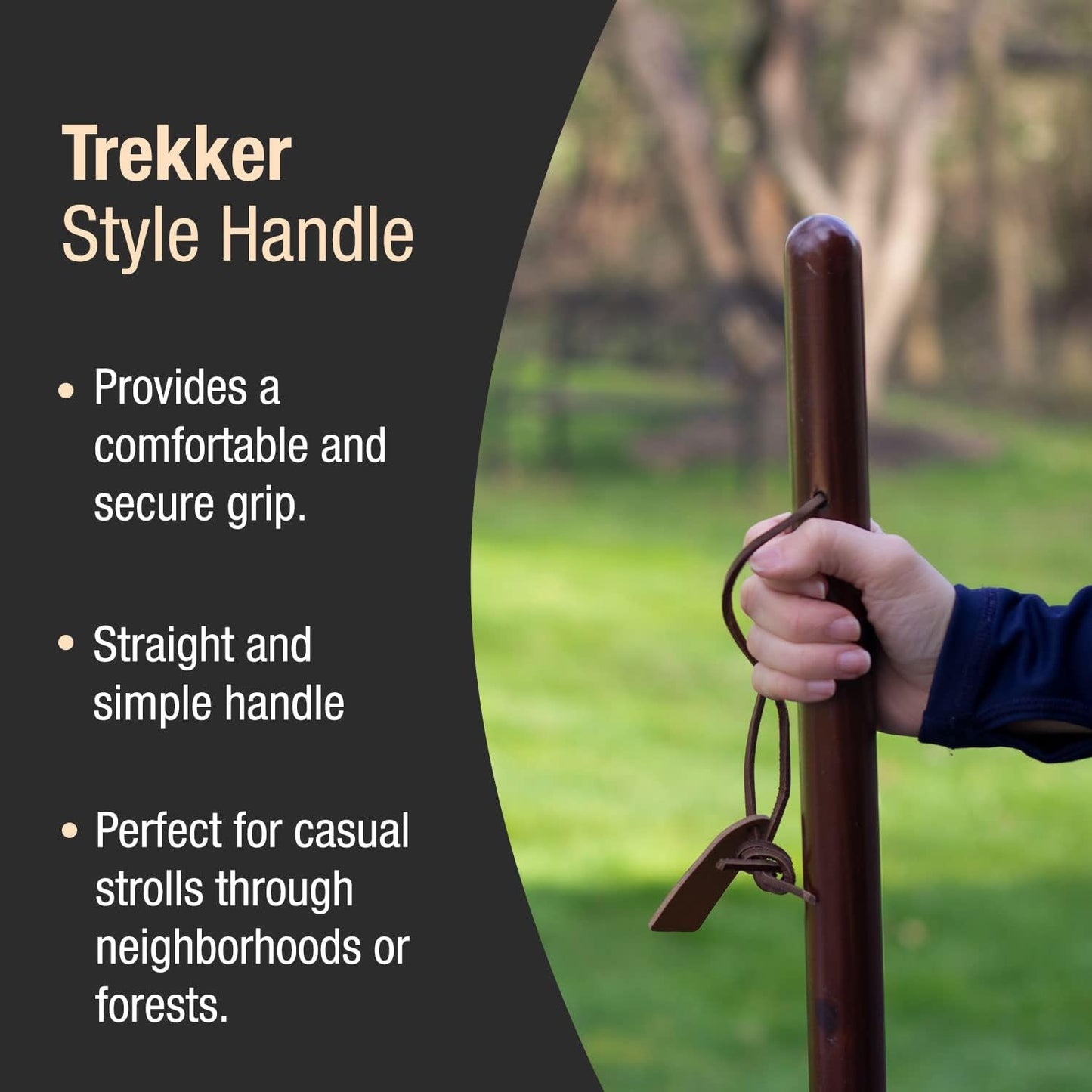 Brazos Handcrafted Wood Walking Stick, Pine, Trekker Style Handle, for Men & Women, Made in The USA