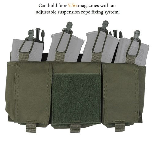 Quad 5.56 Magazine Pouch with General Purpose Pouches,Hook Backing Tactical Placard for Tactical Vest Chest Rig