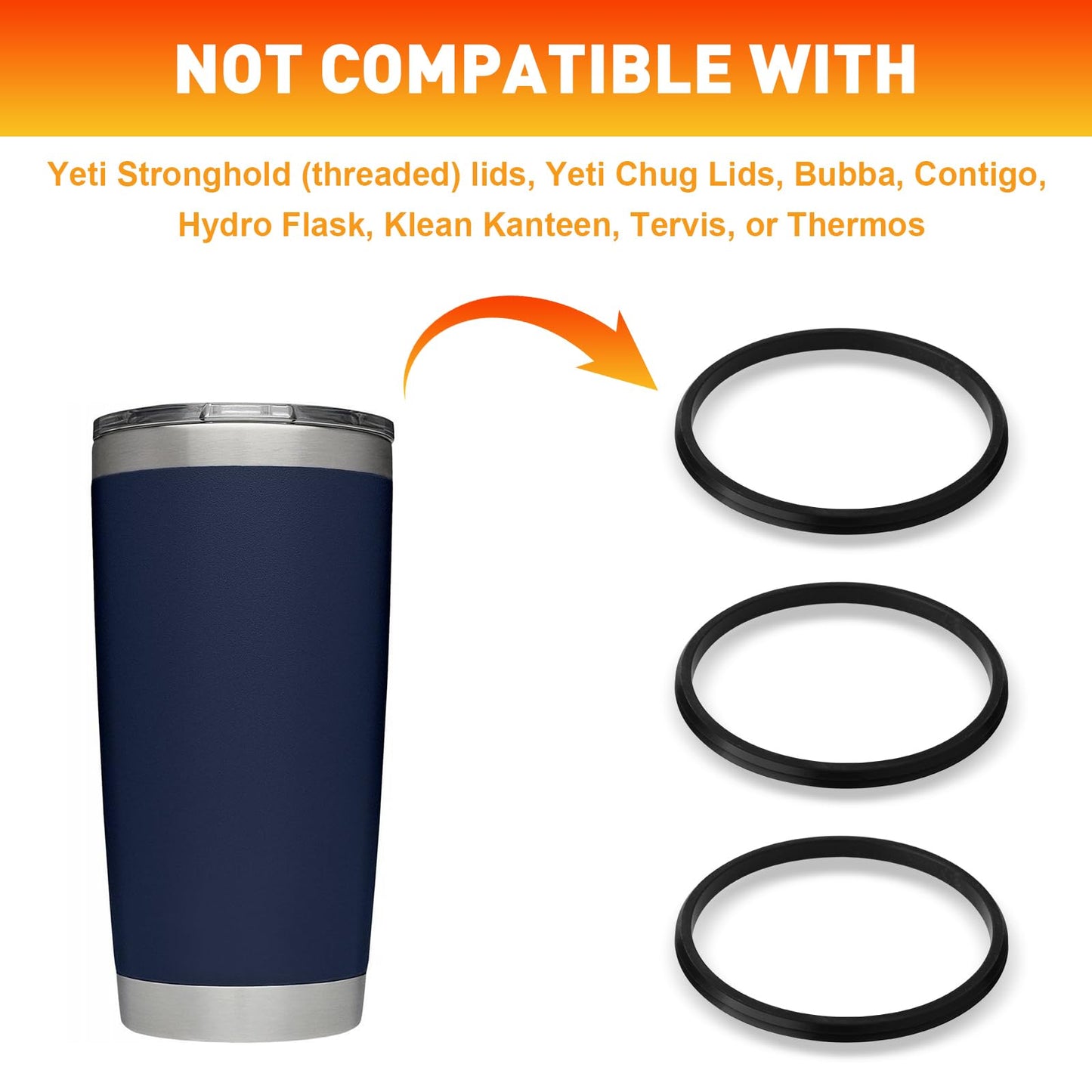 LEDBarz Replacement Rubber O Ring Seal Gaskets for Yeti Stainless Steel Vacuum Insulation Tumblers Spill Proof Lids(3 Pack)