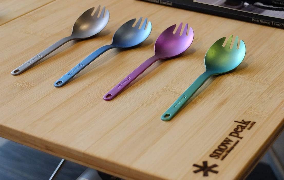 Snow Peak Titanium Spork - Lightweight Titanium Cutlery for Camping & Hiking - Compact & Portable Utensil for Easy Packing - Durable Camping Cookware Accessories