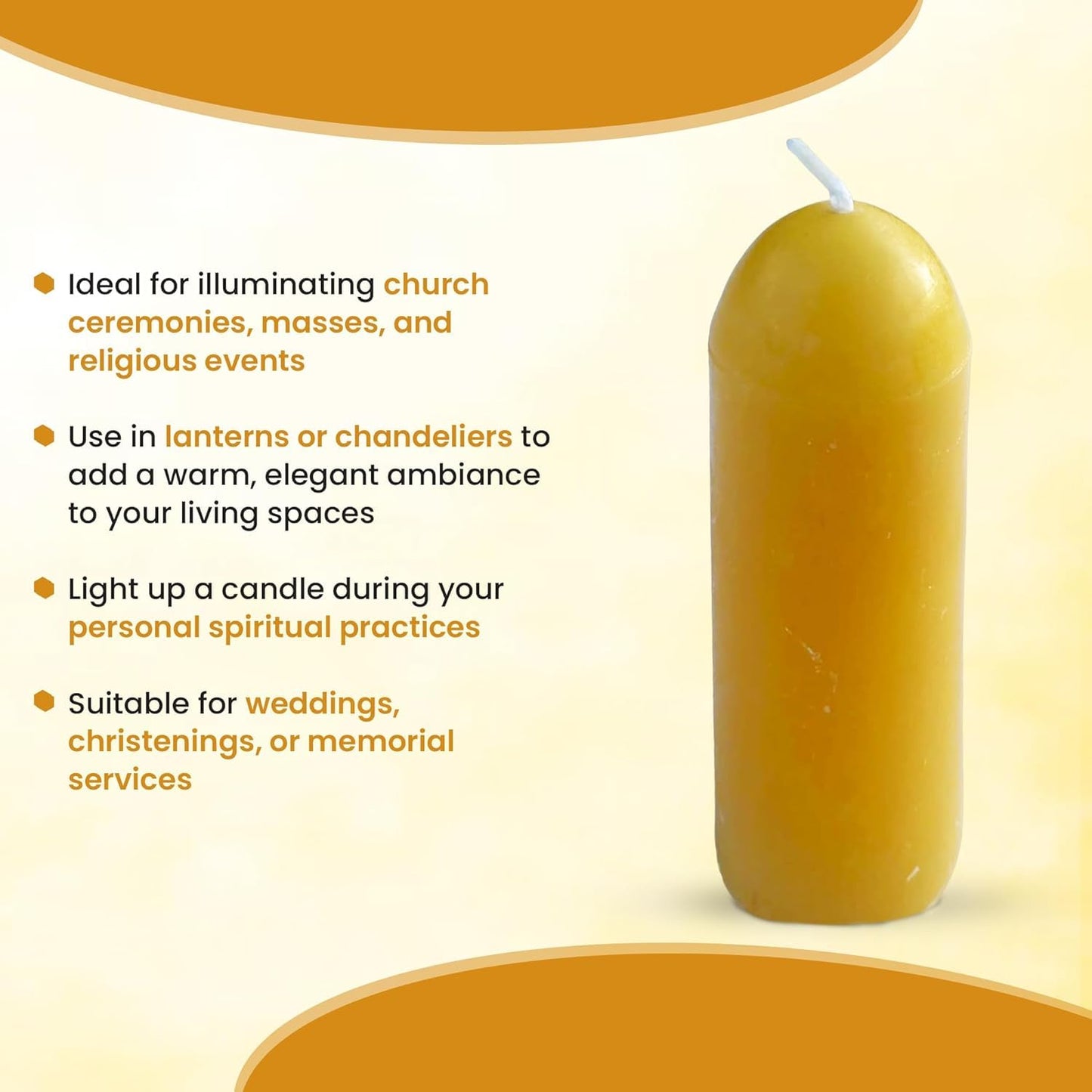 BeeTheLight Beeswax Lantern Candles (3.5" x 1.25") - Smokeless Unscented Candle - 12 Hours Burn Time Each - Pure Beeswax Candle - Handmade Camping Candle for Lanterns & Chandeliers - Pack of 10
