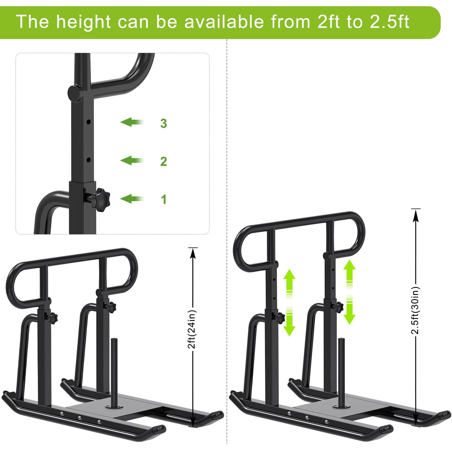 Kipika Weight Sled Fitness Sled with Push-Pull Handles - Height Adjustable - Heavy-Duty Weight Training Equipment for Muscle Building and Explosive Power - Suitable for 1"&2" Weight Plate- Black