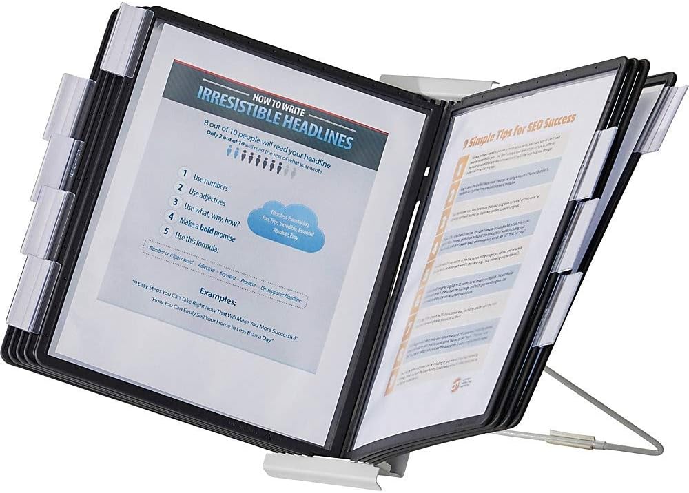 Durable InstaView 10-Section Desktop Reference System, Black