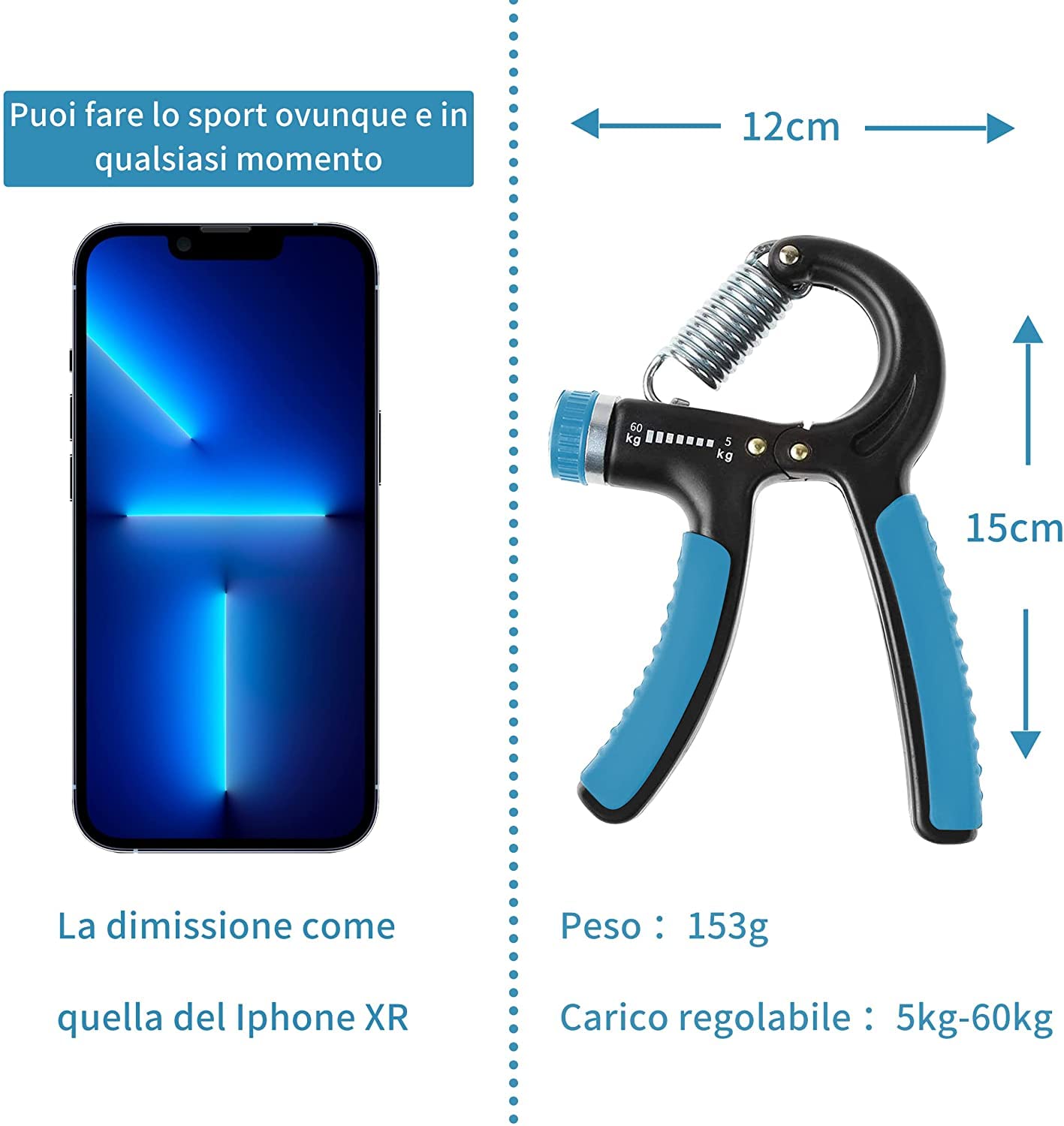 Adjustable Grip Strength Trainer 11-132LBS, Forearm Exerciser & Hand Grip Strengthener With Non-Slip Handle | Hand Gripper Strengthener, Strength Training & Therapy (BLUE)