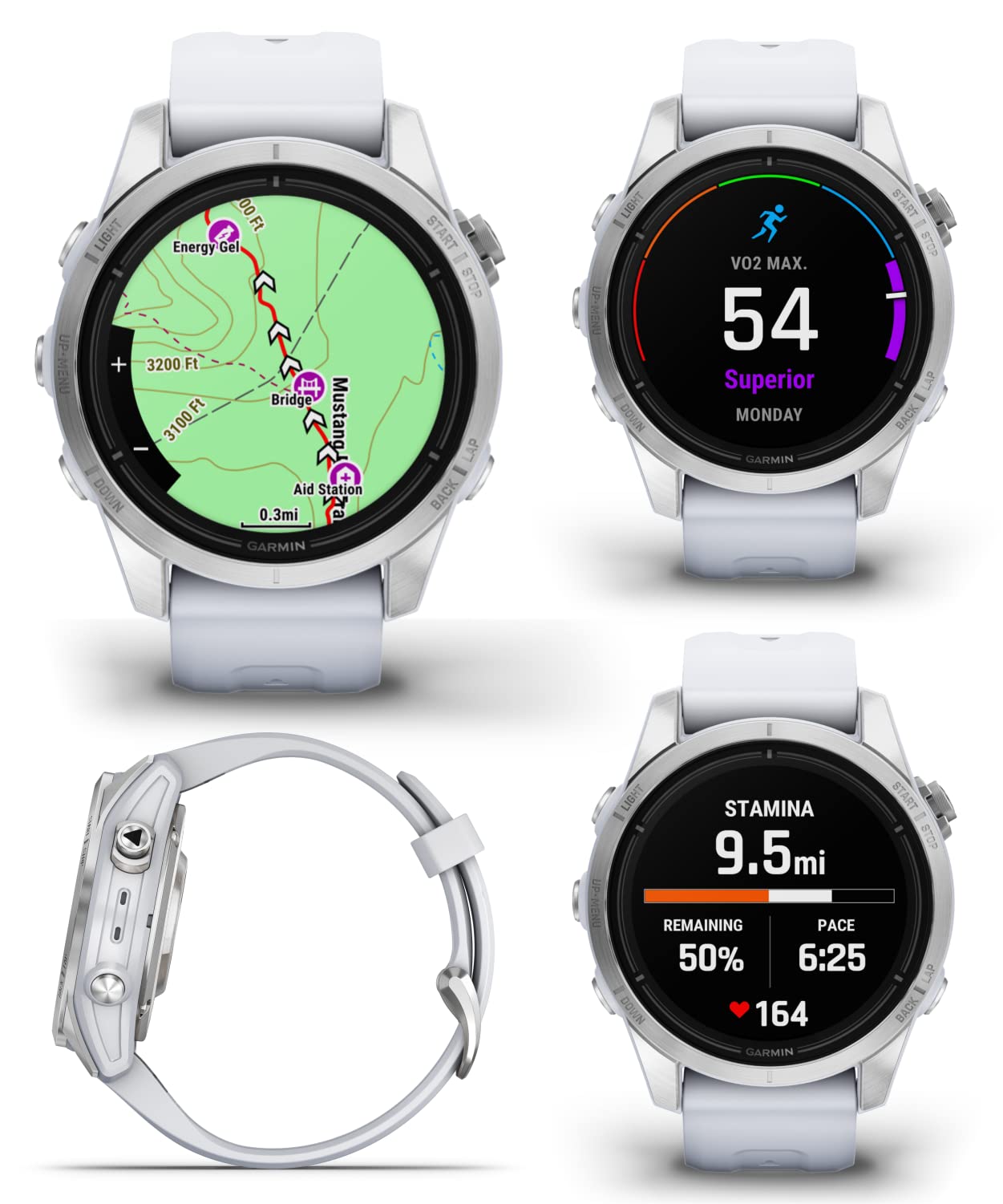 Wearable4U - Garmin epix Pro (Gen 2), 42mm, High Performance Smartwatch, Advanced Training Technology, Built-in Flashlight, Whitestone with White Earbuds Bundle