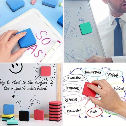 30 Pack Magnetic Dry Erase Erasers - 2x2 Inch Whiteboard Cleaners for Office & Home, Reusable Felt Eraser Pads for Glass Boards & Planner Accessories(Black)