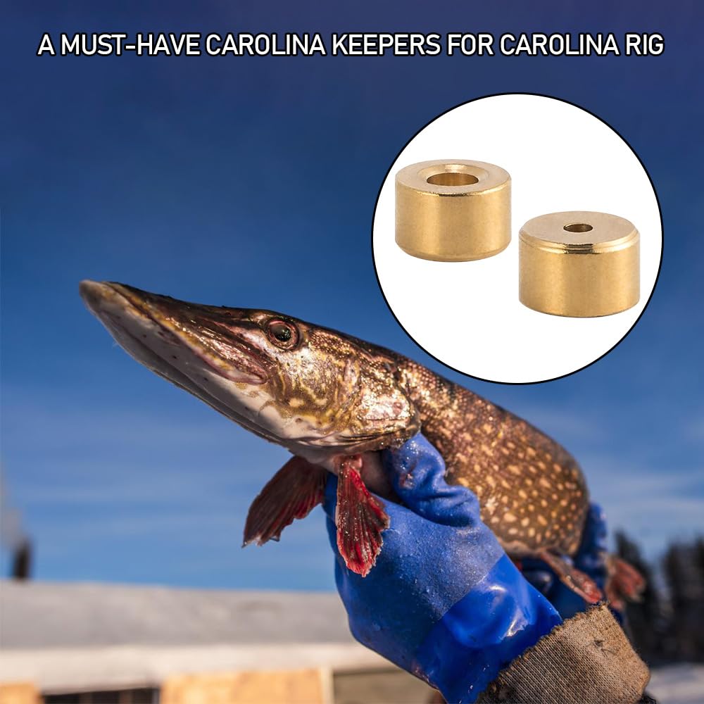 Dr.Fish 50 Pack Carolina Ticker Keeper Brass Weights Sinkers, Protects Knot & Make Noise, Teaxs Rig Tackle for Freshwater Bass Fishing