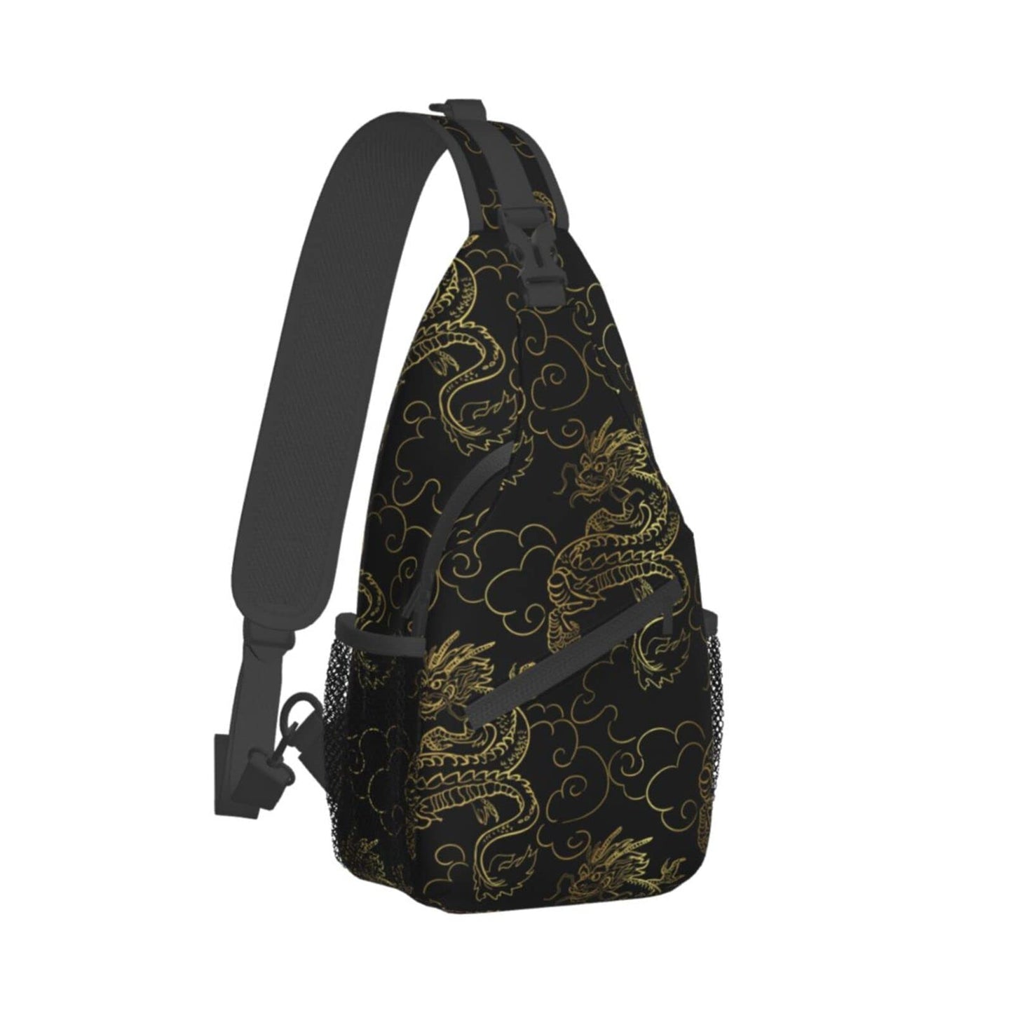 Chinese Japanese Dragon Sling Bag Sling Backpack Crossbody Chest Bag Daypack for Women Men Hiking Travel