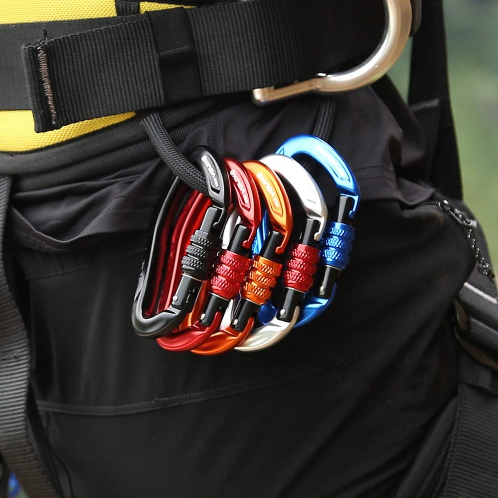 22KN Auto Locking Carabiner Clip - Twist Lock Climbing Carabiner CE UIAA Certified, Heavy Duty Carabiners for Climbing,Rappelling,Hammock,Hiking,Camping