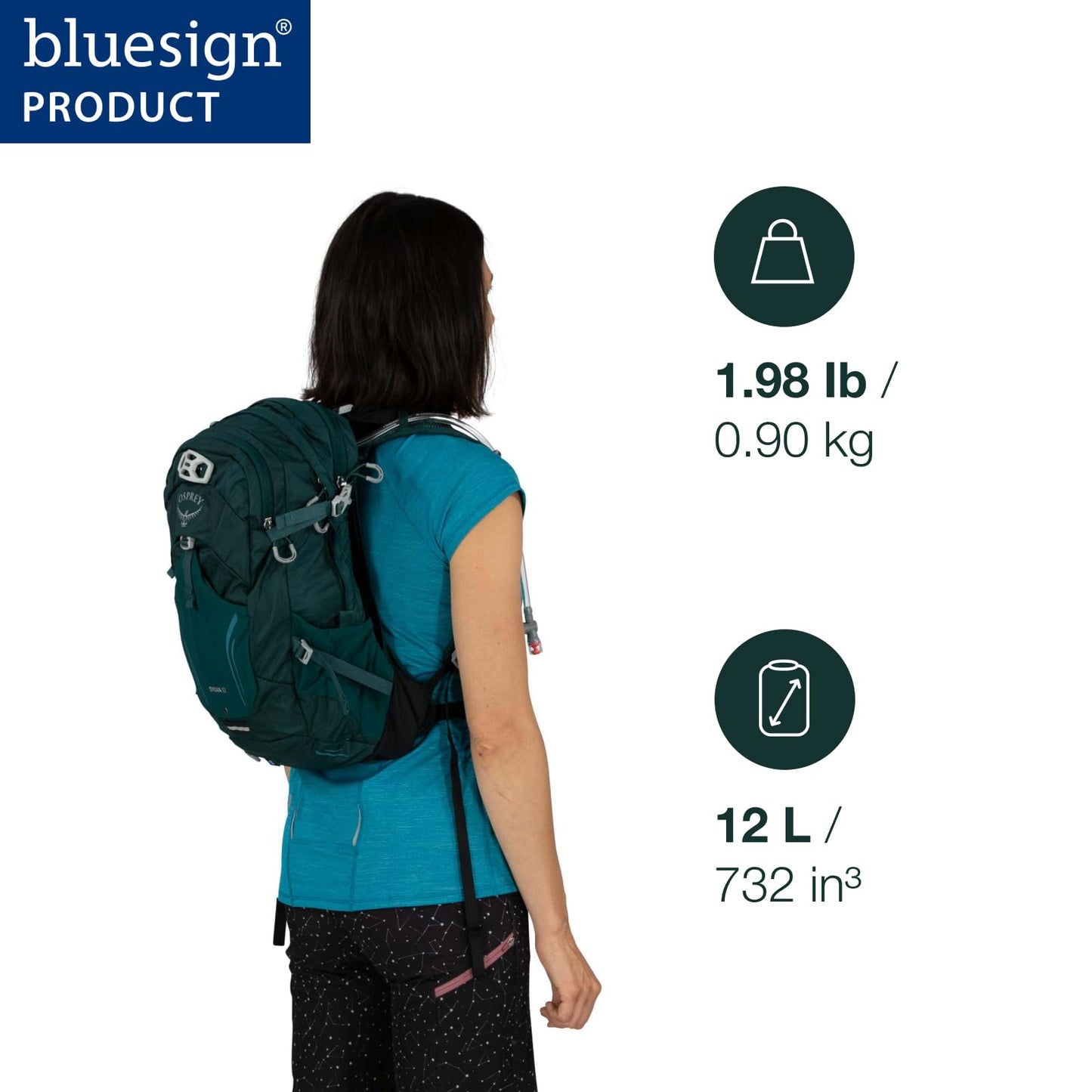 Osprey Sylva 12L Women's Biking Backpack with Hydraulics Reservoir, Baikal Green