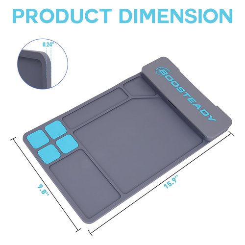 BOOSTEADY Gun Cleaning Mat, Pistol Mat, Anti-Slip Rubber Gun Mat, Magnetic Pistol Cleaning Pad with Integrated Box 15.9" x 9.8"(Gray)
