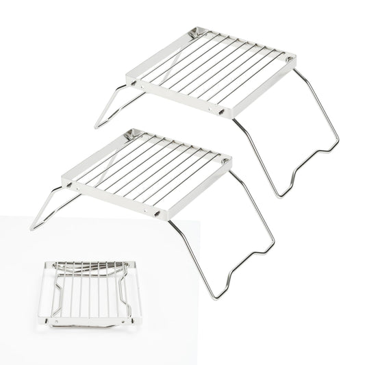 2pcs Folding Campfire Grill, 304 Stainless Steel Portable Campfire Grill Grate Small Camping Campfire Grill Grate Over Fire Pit Camping Grill for Outdoor Backpacking BBQ