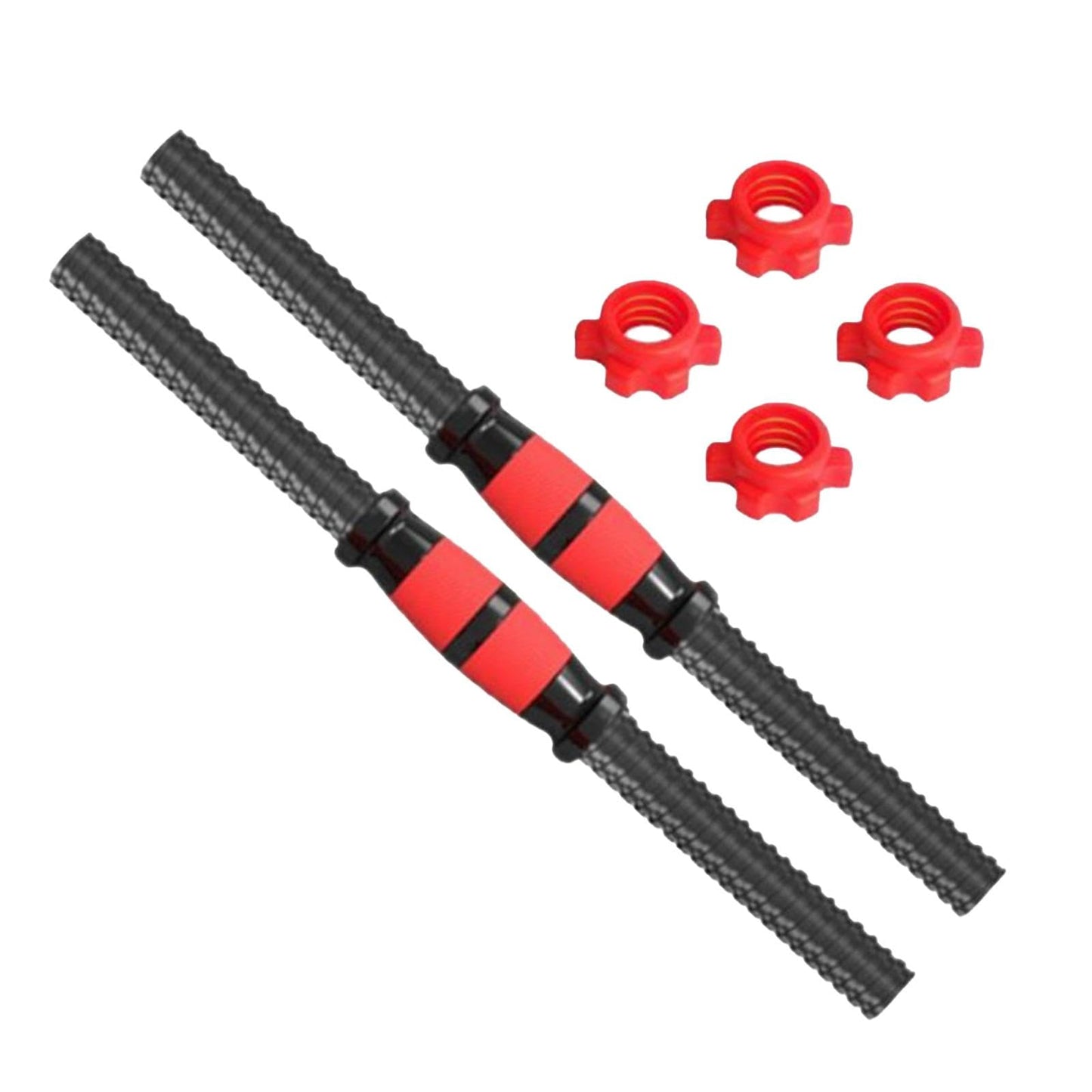 2x Dumbbell Handle Dumbellsweights Set Sturdy with 4 Collars Barbell Bar for Workout Strength Training Fitness Gym Attachment, 35cm