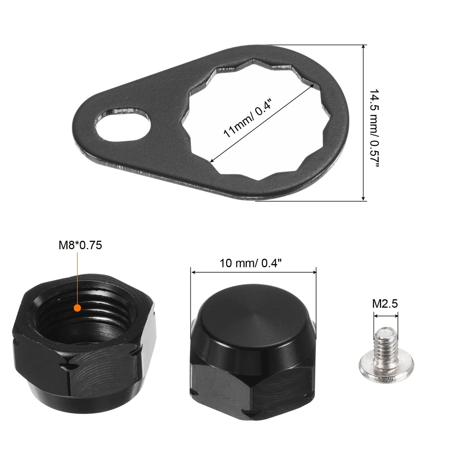 PATIKIL Fishing Reel Screw Nut Locking Plate, Right Handle Locking Caps Screw M8 Nut Replacement for DIY Fishing Accessories, Black