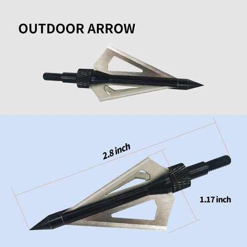 AREYCVK Archery Broadheads, 100 Grains Screw in Arrow Archery 3 Blades Hunting Heads Arrow Tips Compatible Crossbow& Compound Bow with Broadhead Storage Case (12PCS) (Black)