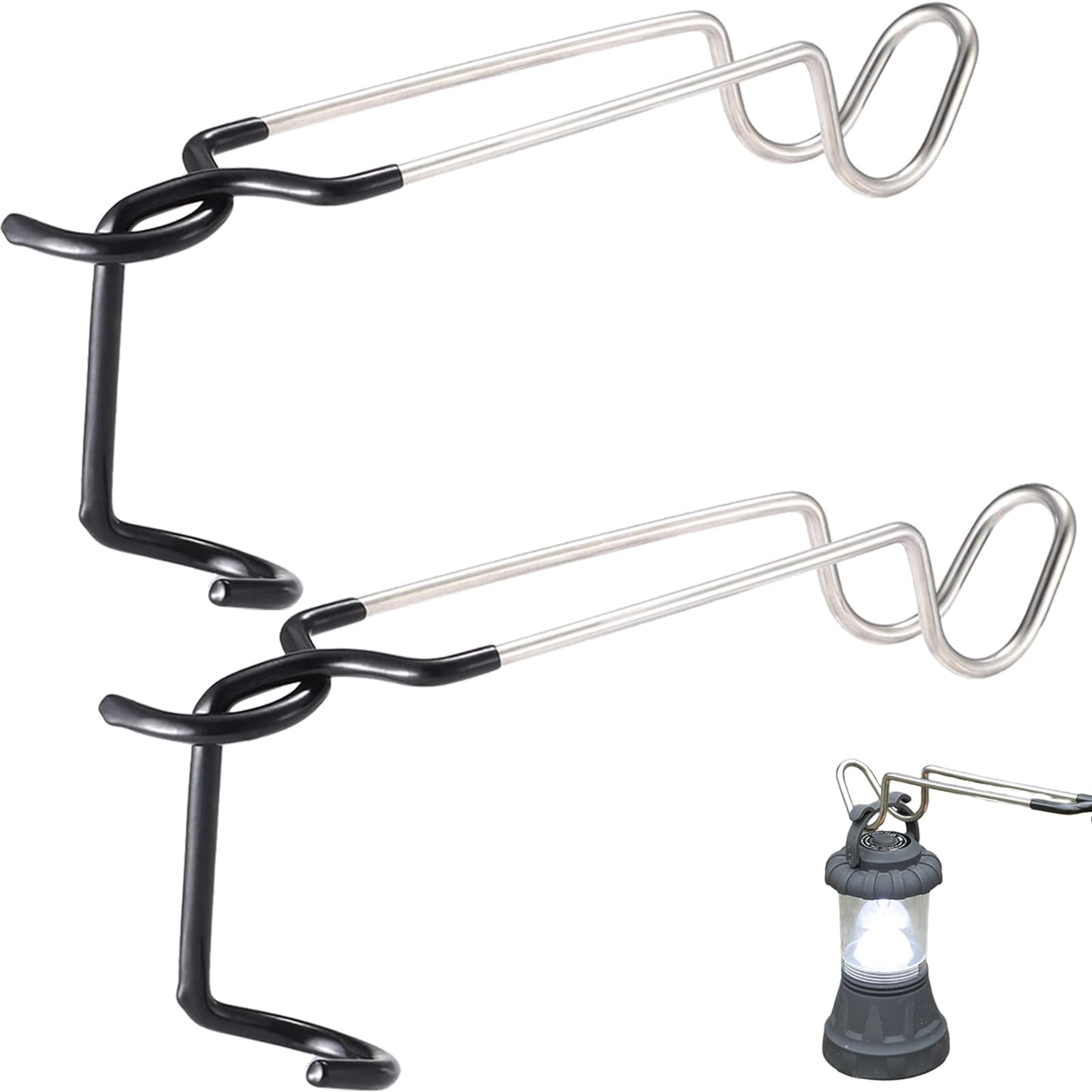 Kuyafenni Outdoor Camping Lantern Hook for Tent lamp Hanger, Bird feeders, Garden Lights, Heavy Duty Outdoor Light Hook - Sturdy and Non Slip Pole Hooks for Yard lightings, Decor, 2 PCS