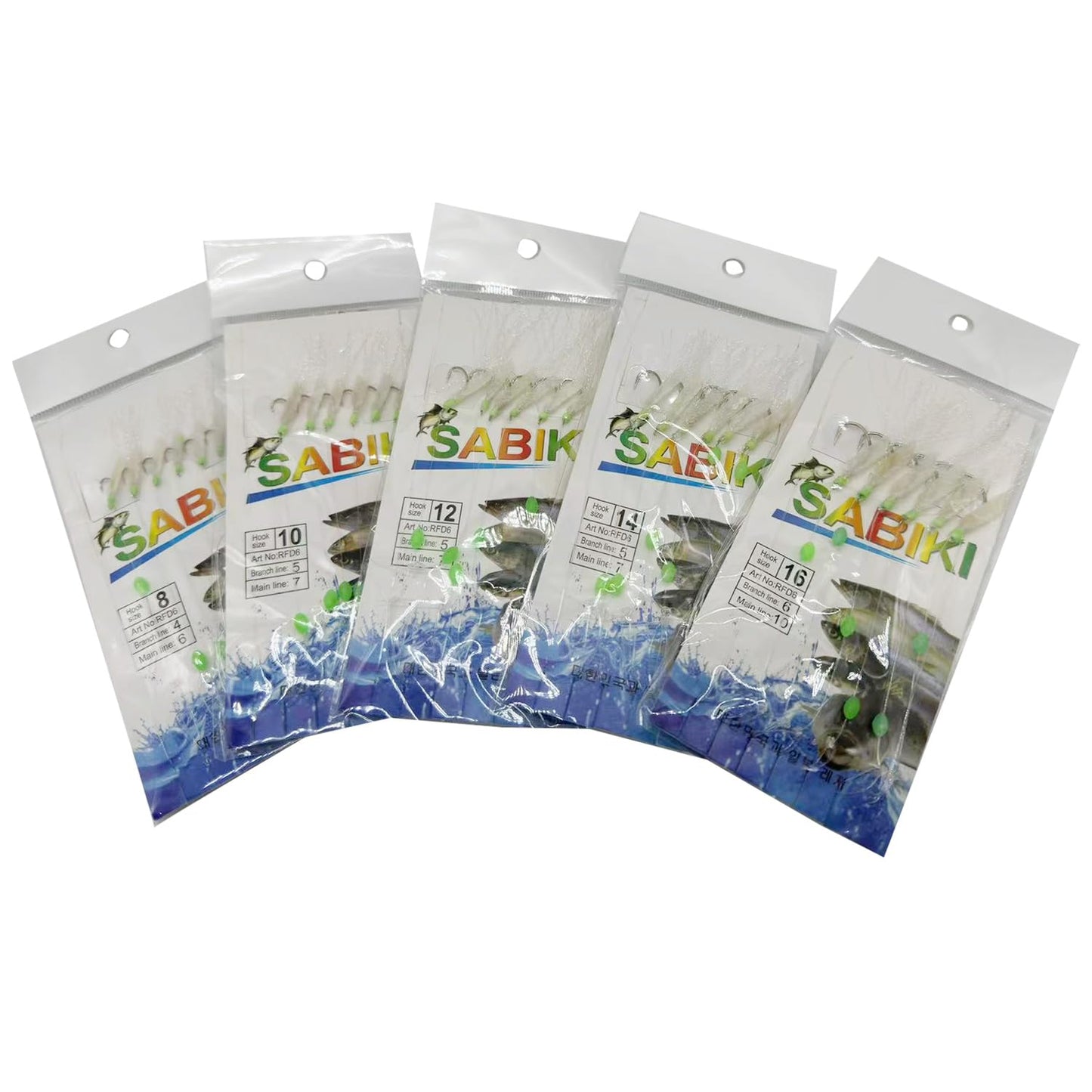 10 Packs 60 Hooks Glow Sabiki Rigs Fishing Flasher Bait Lures Rigs with Glow Fish Sink/Beads High Carbon Hooks Size: 8# 10# 12# 14# 16#