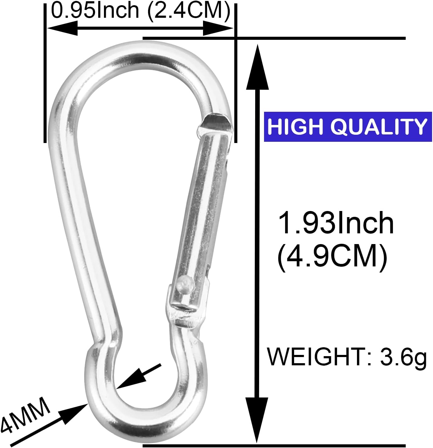 30pcs Mini Aluminum Carabiner Spring Clip 2" Snap Hook Keychain for Outdoor Camping Hiking Fishing Traveling Backpack Bottle