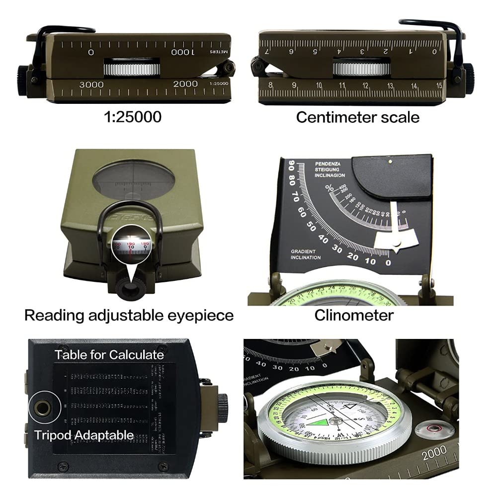 Sighting Navigation Compass with Inclinometer