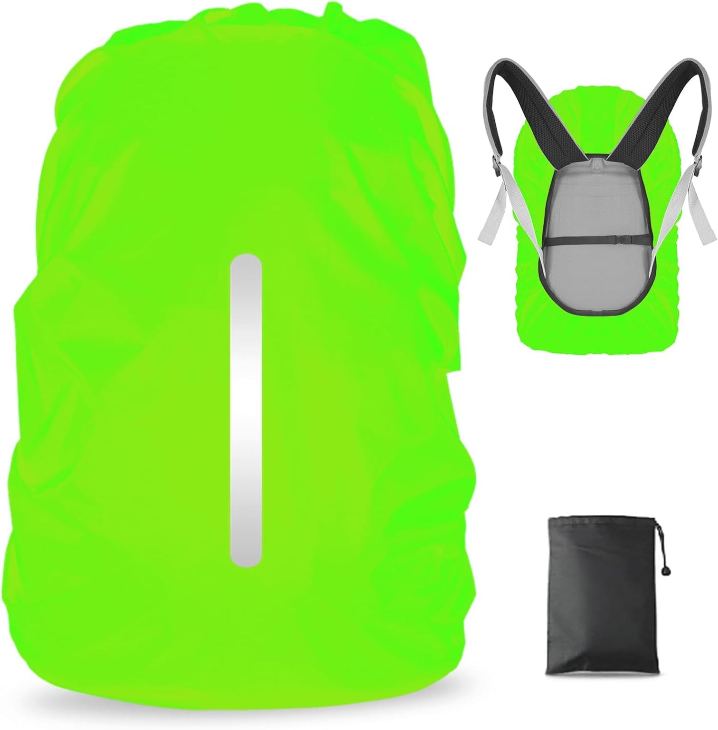 LAMA 2pcs Waterproof Rain Cover for Backpack, Reflective Rainproof Protector for Anti-dust and Anti-Theft M 30L-40L Black